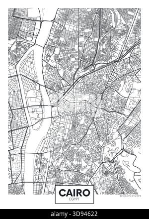 City map Cairo, detailed urban planning travel vector poster design Stock Vector