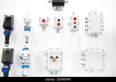 Push button panels and commutation explosion-proof boxes Stock Photo