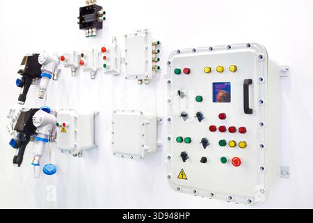 Push button panels and commutation explosion-proof boxes Stock Photo