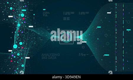Big data visualization information flow sorting and analysis, database processing by computer algorithms and artificial intelligence, , virtual binary Stock Vector