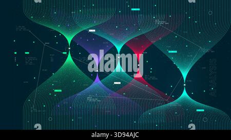 Cloud data computing and neural network, Big data visualization information flow sorting and analysis, cluster database processing by computer algorit Stock Vector