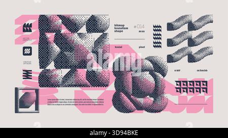 Vector retrofuturistic y2k abstract geometry graphic design elements ...