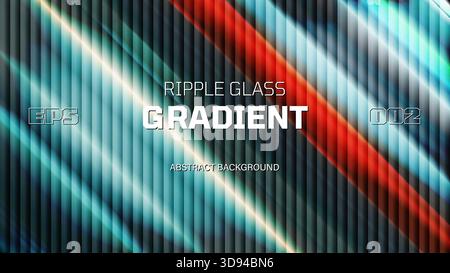 Glass fractal gradient with smooth transitions and fluted effect, Ripple gradient background design, dynamic blending bright colors and geometry for t Stock Vector