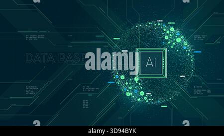 Future cybernetic artificial intelligence technology concept, Big data visualization information flow sorting and analysis, database processing by com Stock Vector