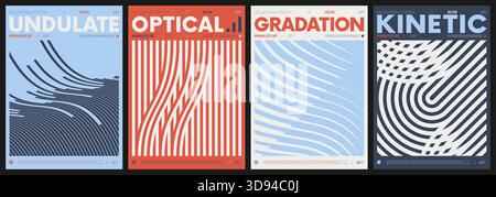 Modern abstract poster collection, vector minimalist colorful contemporary art with geometric shapes, brutalist style inspired graphics, bold aestheti Stock Vector