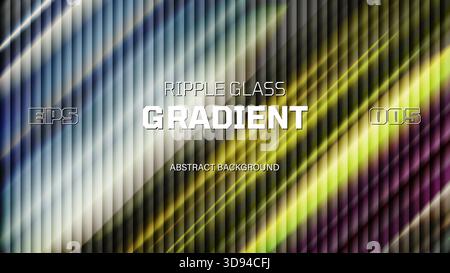 Glass fractal gradient with reeded effect chromatic background, Abstract ripple glass transitions distortion with vibrant diagonal gradients smooth fl Stock Vector