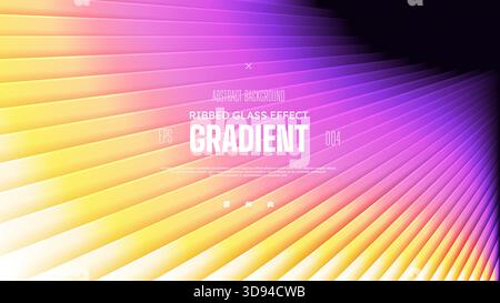 Iridescent neon ribbed fractal texture with bright smooth fluted stripes and vibrant gradient waves, Colorful overlapping diagonal lines, gradient bac Stock Vector