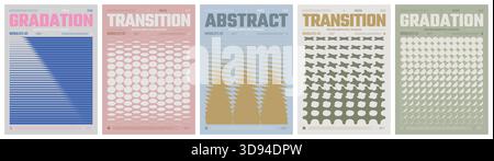 Transition brutalism form pastel color trendy poster, abstract geometric composition graphic in Y2K aesthetics, vector simple shapes print artwork mod Stock Vector