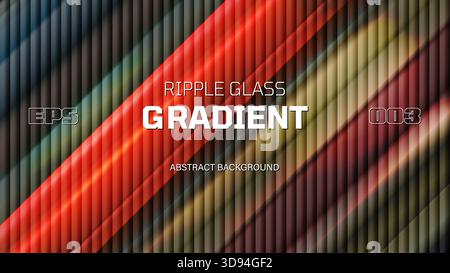 Trendy abstract vector background with vibrant dynamic gradient and geometric vertical rippled texture, Glass fractal gradient with smooth transitions Stock Vector