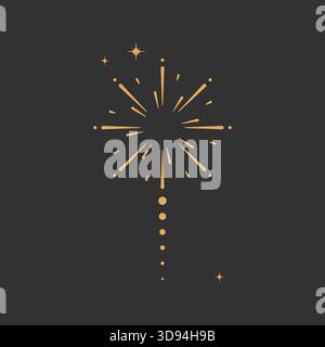Shiny golden pyrotechnics bursting in the sky. Use for Christmas cards, party templates, or festive decor. Stock Vector