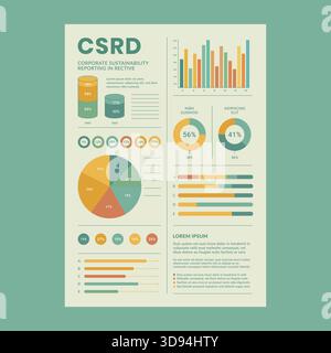 Corporate infographic template with pie chart, bar chart, and line graph. Minimal clean design for reports, analytics, and presentations. Stock Vector