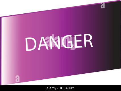 Danger Warning Sign with Pink Purple Gradient Background – Safety Alert Symbol, Hazard Message Graphic Illustration Stock Vector