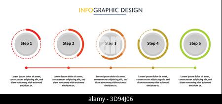 Five step circular infographic template. Ideal for business, reports, and presentations. Modern abstract design with a clean style. Stock Vector