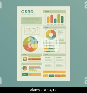 Professional infographic layout with charts and graphs. Modern template for corporate reports, statistics, data visualization, and dashboards. Stock Vector
