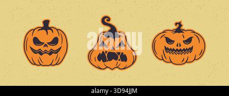 Vintage Halloween icons simple bold and full of Halloween mood use them for any creative work Stock Vector