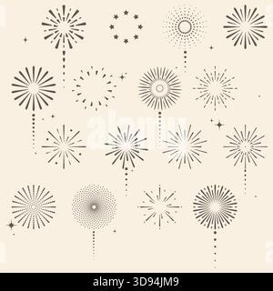 Gold and soft cream fireworks in a vintage style. Elegant fireworks background for Christmas party, festive banners, posters, or seasonal invites. Stock Vector
