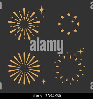 Golden fireworks with earthy tones create a soft fireworks background. Great for a Christmas party, posters, banners, or festive templates. Stock Vector