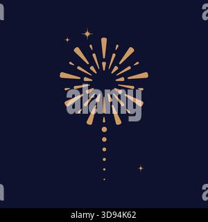Sparkling golden fireworks on dark vector background. Celebration art for banners, print, or web use. Stock Vector