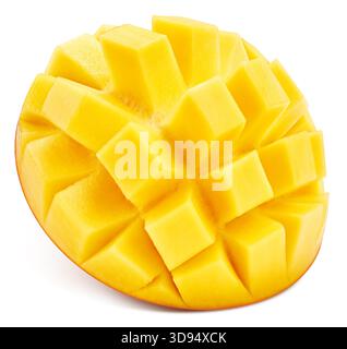 Sliced mango fruit isolated on white background. Mango clipping path Stock Photo