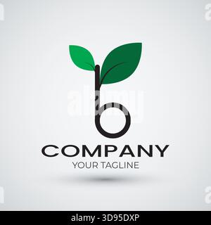 b letter logo with leaves vector Stock Vector