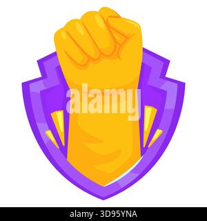 Hand clenched fist badge icon Stock Vector