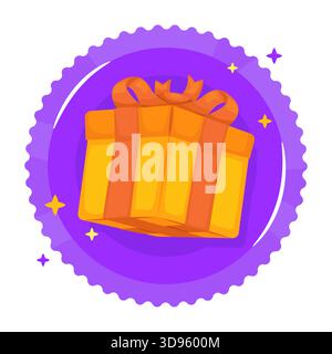 Gift box badge icon for special membership, loyalty program or bonus promotion. Stock Vector