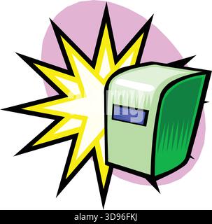 An abstract vector illustration shows of a welding machine in a cartoon style Stock Vector