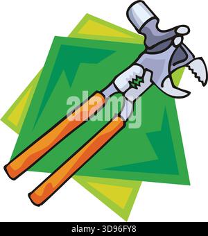 An illustration of a claw hammer with a gray head and orange handles in a cartoon style Stock Vector