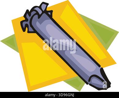 An illustration of an auger bit with a gray twisted design in a cartoon style Stock Vector