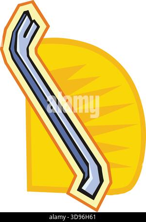An abstract vector illustration shows of a crowbar in a cartoon style Stock Vector