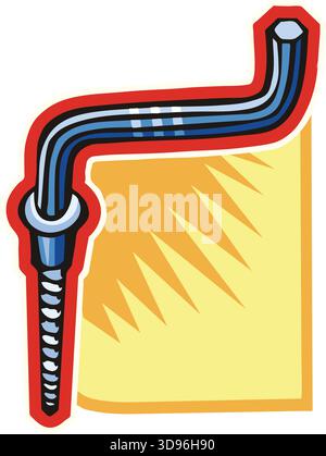 An illustration of an Allen wrench with a blue body in a cartoon style Stock Vector