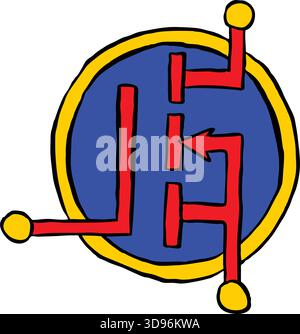 An abstract vector illustration shows of Circuit Pathway in a cartoon style Stock Vector
