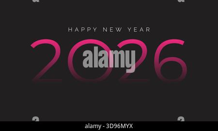 Modern 2026 new year pink gradient shaded vector background with black dark background Stock Vector