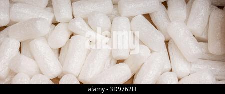 Shipping cardboard foam cubes background banner. Stock Photo