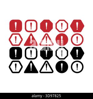 Warning Exclamation Symbol Icons Collection Stock Vector