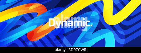 Modern and Dynamic Background with Blue and Orange Gradient Lines, and Wave Effect in Energetic Concept Stock Vector