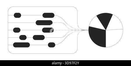 Data flow diagram to pie chart 2D line object Stock Vector