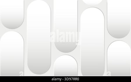 White abstract background. Grey geometric figures with gradient. Seamless pattern. Futuristic digital technologies. Metal shapes. Poster or banner Stock Vector