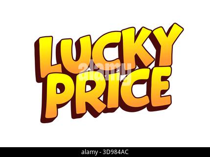 A colorful logo featuring the words Lucky Price in bold, playful typography with a gradient from yellow to orange Stock Vector