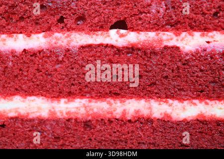 Macro shot of red velvet cake's mouthwatering texture Stock Photo