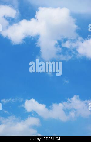 White Cotton Clouds Floating Bright Blue Sky Stock Photo