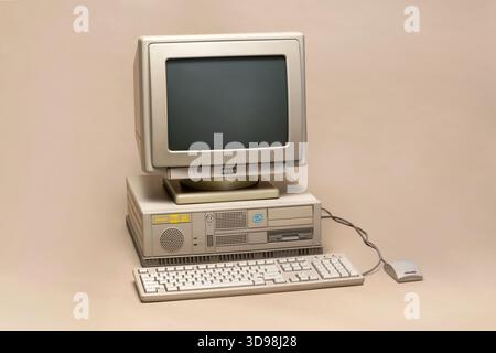 Pavia, Lombardy, Italy - March 13, 2025: Olivetti M4 personal computer from 1994 sold with Intel 486 processor, then with Intel Pentium, in desktop ca Stock Photo