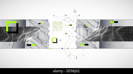 Abstract art wireframe background. Modern science or technology art elements. Surface illustration. Vector. Stock Vector