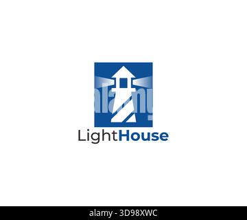Classic Coastal Lighthouse Logo Design Stock Vector