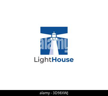 Classic Coastal Lighthouse Logo Design Stock Vector