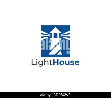 Classic Coastal Lighthouse Logo Design Stock Vector