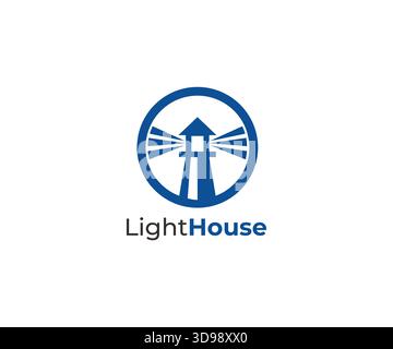 Classic Coastal Lighthouse Logo Design Stock Vector