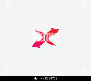 Futuristic Letter X Up and Down Logo Design Template Stock Vector