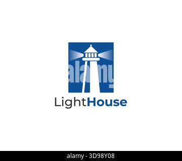 Classic Coastal Lighthouse Logo Design Stock Vector