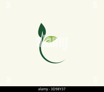 Organic Natural Leaf Logo Design Stock Vector